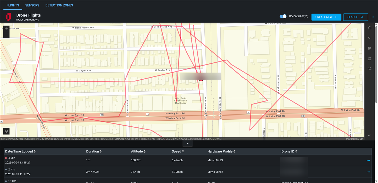 Drone Tracking dark mode map